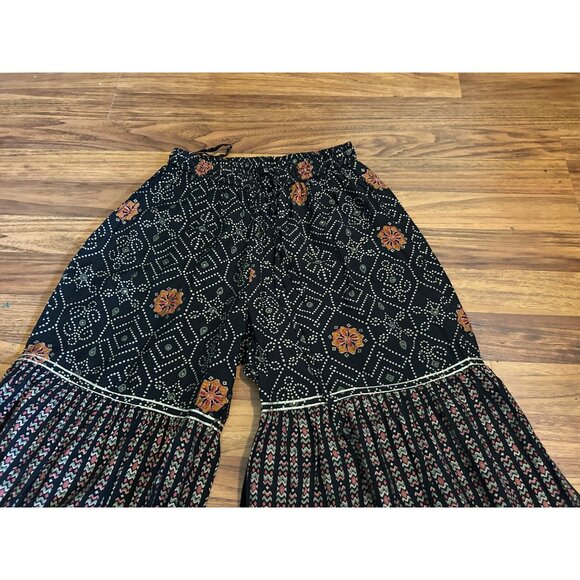 Boho Floral Print Wide Leg Bell Bottom Pants XL Festival Hippie Indie Gypsy Retr - Picture 9 of 12
